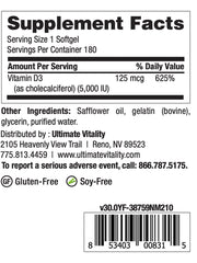 Load image into Gallery viewer, Vitamin D3 5000 IU 120 Softgels