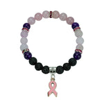 Load image into Gallery viewer, Rose Quartz Bracelet with Aromatherapy Lava Beads
