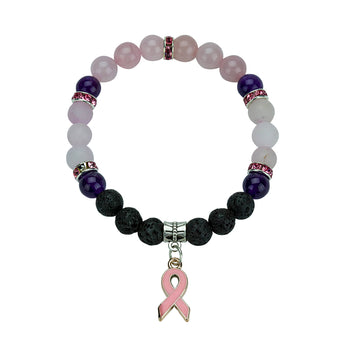 Rose Quartz Bracelet with Aromatherapy Lava Beads