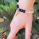 Load image into Gallery viewer, Rose Quartz Bracelet with Aromatherapy Lava Beads
