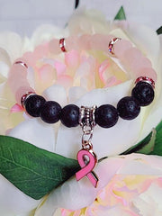 Load image into Gallery viewer, Rose Quartz Bracelet with Aromatherapy Lava Beads
